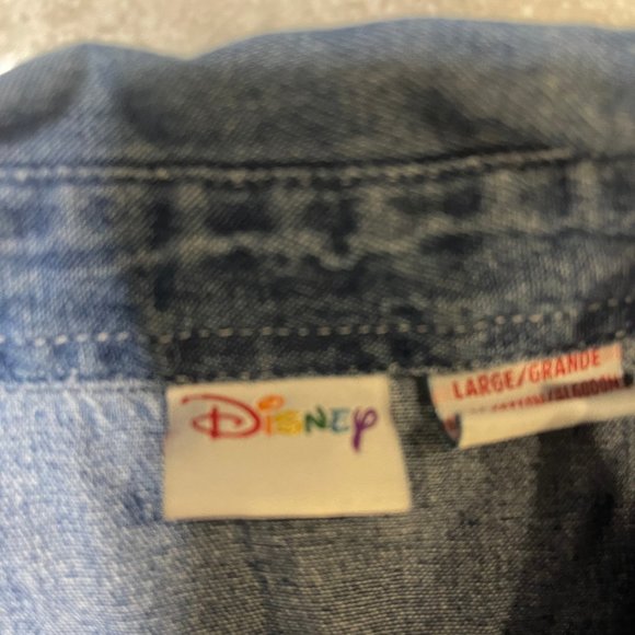 VTG Disney Womens Mickey Mouse Denim USA Flag Jean Vest Size Large Sleeveless - Picture 4 of 6